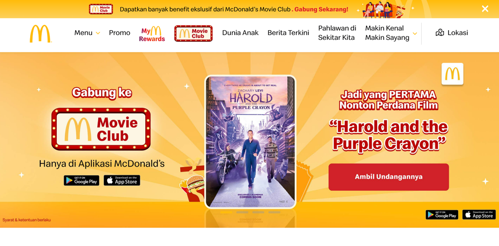 McDonald's Movie Club promotion with Harold and the Purple Crayon.