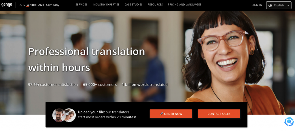 Smiling woman with glasses, professional translation service