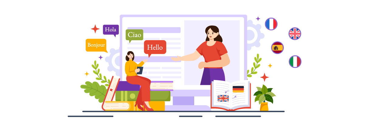 Two women designing a multilingual website