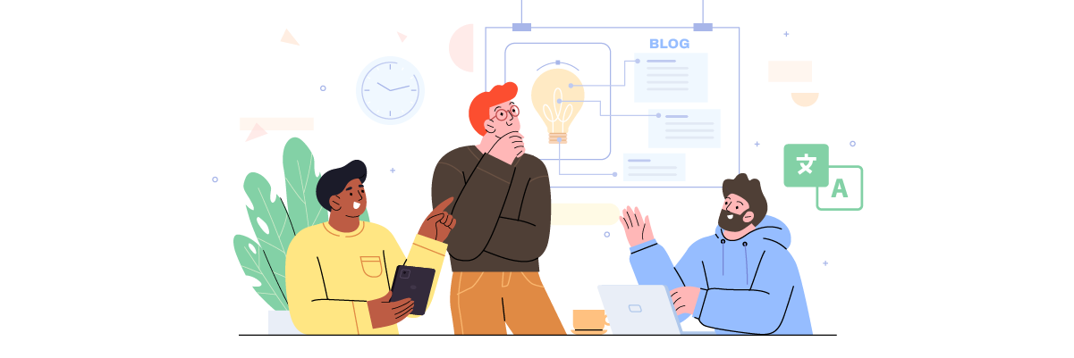 Three people collaborating on a project. They are looking at a plan.