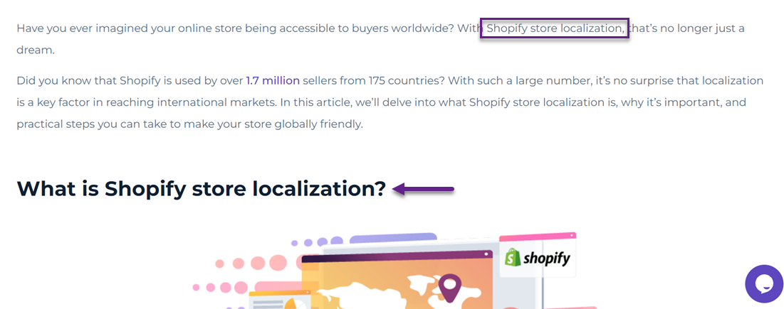 Shopify store localization concept. Global e-commerce map.
