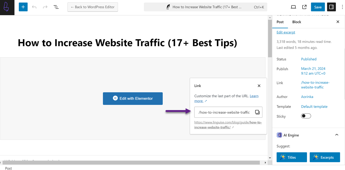 A screenshot pointing to AddToAny sharing button