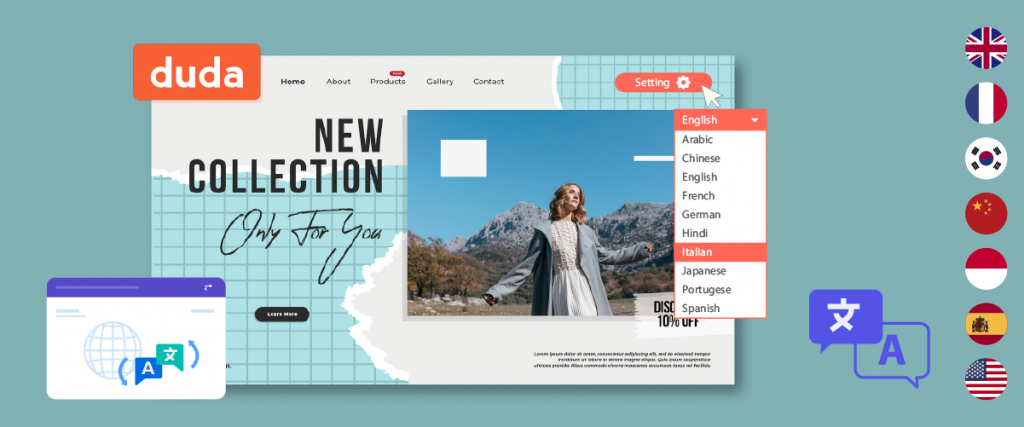Captura de tela do criador de sites Duda exibindo nova coleção. Uma interface amigável para criar sites.