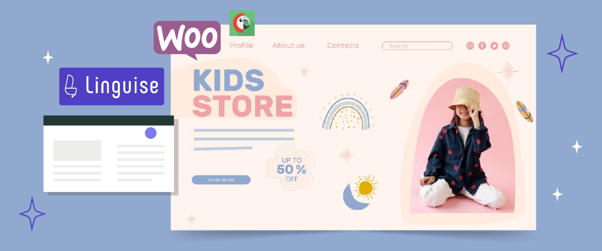 A screenshot of a kids store website design