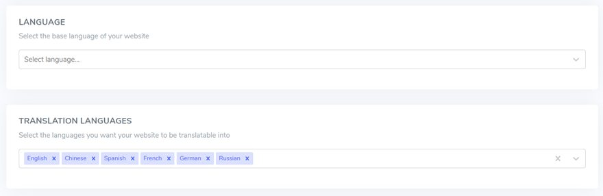 Online translation tool interface