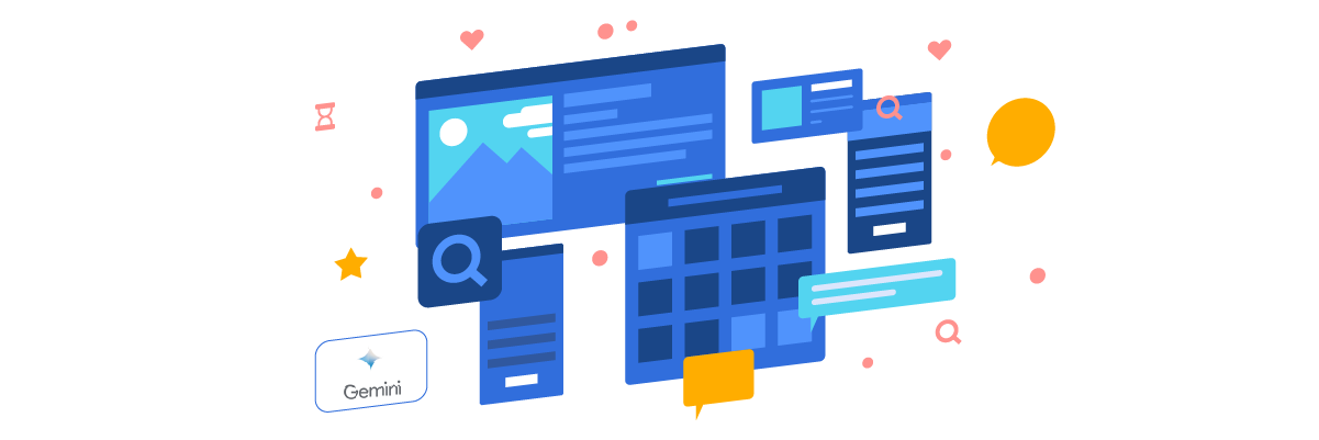 Collection of digital devices with icons and symbols. Various screens and gadgets.