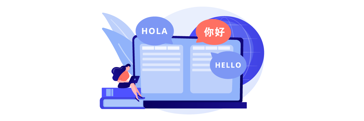 A person interacting with a multilingual interface