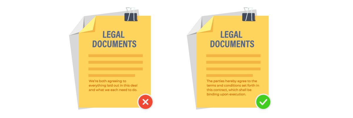 Rejected and approved legal documents. Comparison of legal document status.