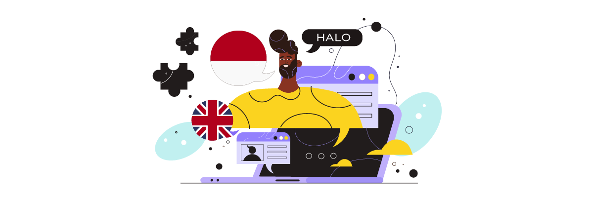 A woman with digital devices and icons. Various symbols around her.
