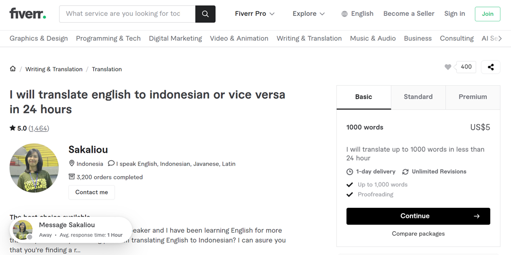 Translation service from English to Indonesian or vice versa. Fast and accurate translation within 24 hours.