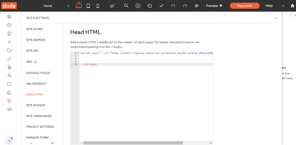 screenshot of HTML code editor
