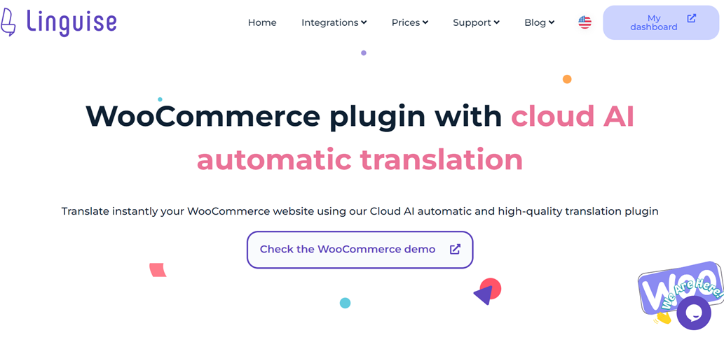 WooCommerce plugin with cloud AI automatic translation. Translate your WooCommerce website instantly.