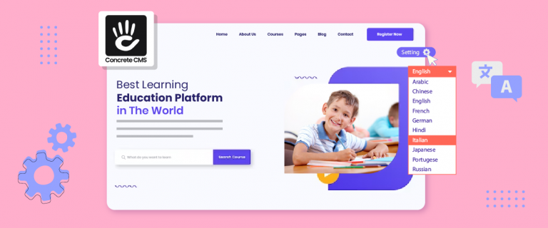 E-learning website screenshot with a student