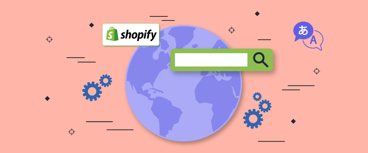Shopify logo on a global ecommerce graphic