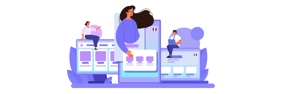 Illustration of people using technology