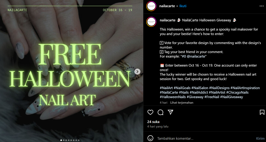 Hands with long nails and Halloween nail art