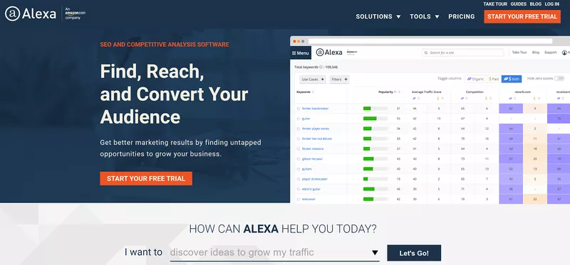 Alexa website traffic and SEO tools screenshot