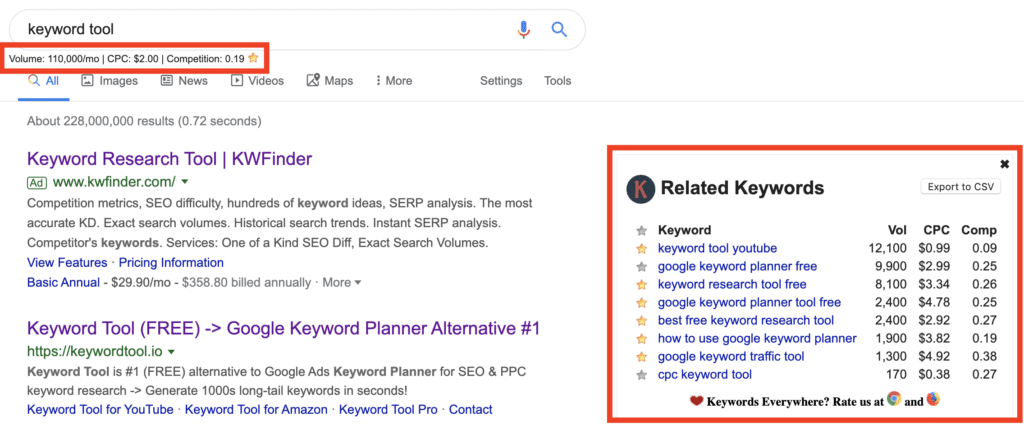 Keyword Tool SEO for Google Keyword Planner