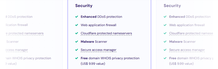 Security features comparison between two plans