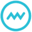 Teal circle with wavy line logo. Simple design.