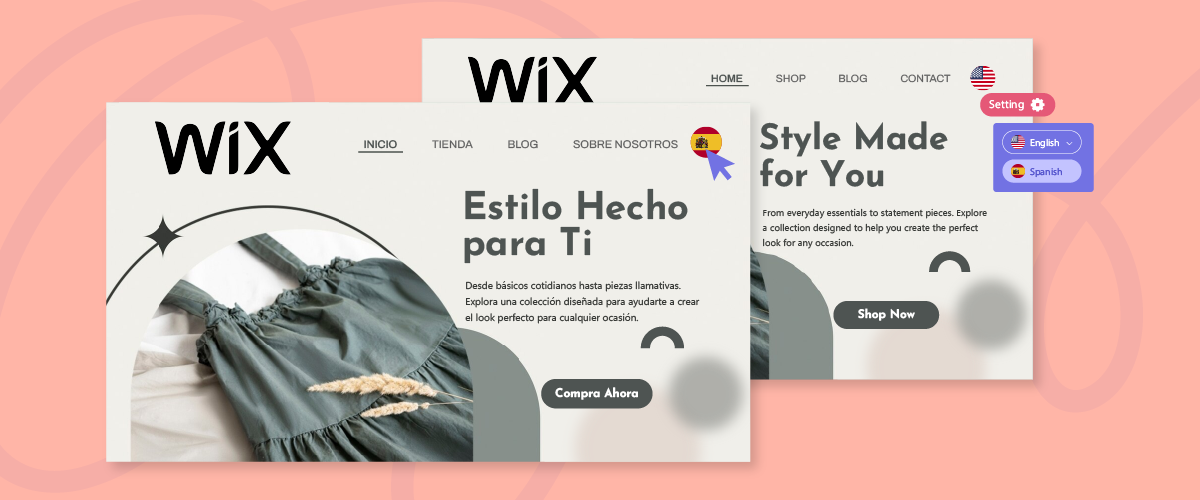 Wix website builder screenshots showing style options