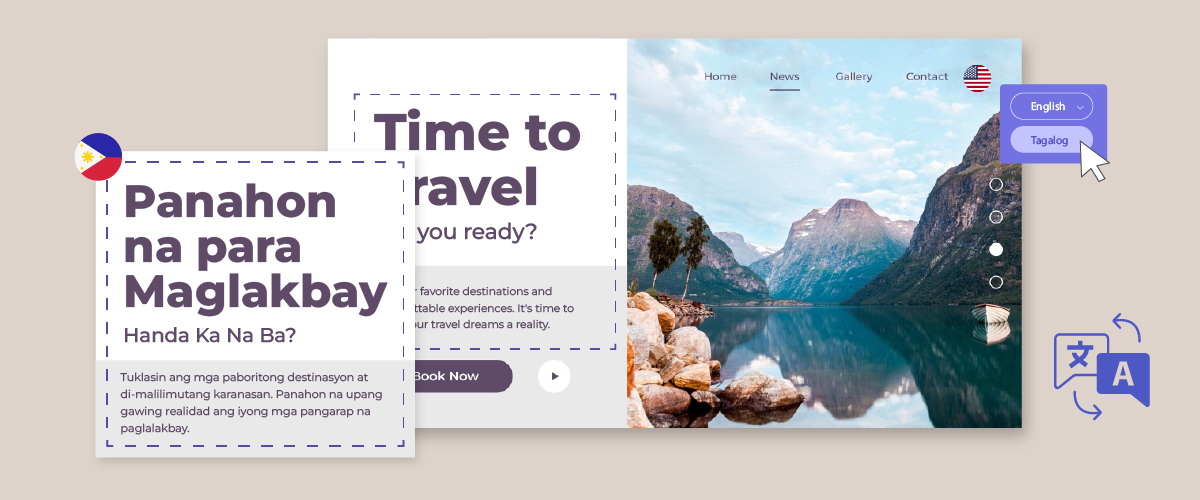 Travel website homepage