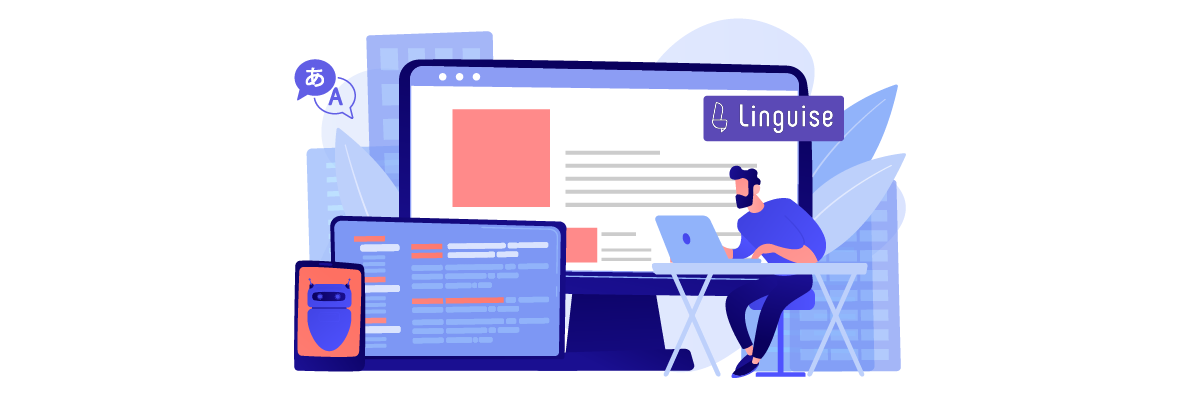 A person using a computer with a language learning platform on the screen.