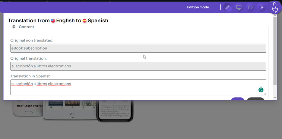 Online translation tool from English to Spanish